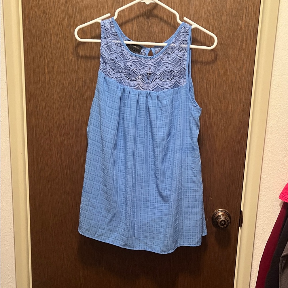 Blue Sleeveless Lace Top